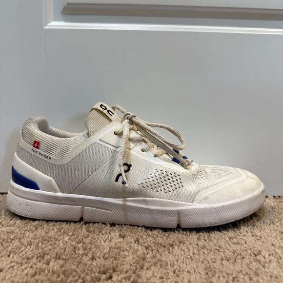 On The Roger Clubhouse Tennis Shoes Comfort‎ Walking Sneakers White Blue W8.5 - Picture 1 of 8